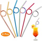 Set de 6 paie reutilizabile Qpout, metal, multicolor, 22 cm