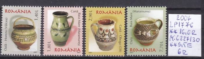2007 Cermica romaneasca oale si cani LP1776 MNH Pret 6+1Lei