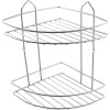 Etajera pentru baie, din metal, pe colt, doua rafturi, crom lucios, 210 x 210 mm