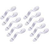 Cumpara ieftin Set sigurante pentru usi si sertare, flexibile textile, ajustabile, cu adeziv 3M, pentru dulap, frigider, cuptor si mobilier, 10 bucati, alb