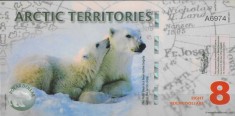 !!! TERITORIILE ARCTICE - 8 DOLARI 2011 - UNC / CA CEA DIN SCAN / SERIA A 1306 foto