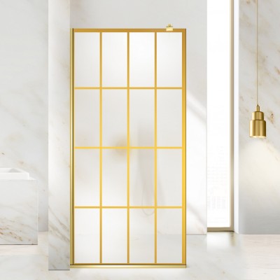 Paravan dus walk-in Aqua Roy Gold, model Rank auriu, sticla 8 mm mata, securizata anticalcar, 110x195 cm foto