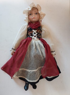 Papusa vintage (anii 90) de colectie, Guy Luy I Hubert Studio Lalek, Polonia Cracovia, Krakow, 35cm, in haine de epoca foto