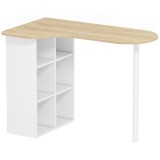 HOMCOM Birou neregulat 100 x 59 cm cu 6 compartimente, 4 rafturi reglabile și cadru din oțel, stejar | Aosom Romania