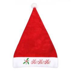Căciulă Moș Crăciun, Model Ho Ho Ho, Poliester, Roșu, &Icirc;nălțime 29cm