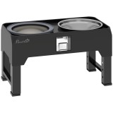 PawHut Bol &icirc;nălțat pentru c&acirc;ini, &icirc;nălțime reglabilă, bol cu apă, 2 boluri din oțel inoxidabil pentru c&acirc;ini mici și mari, Negru | Aosom Romania