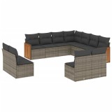 Cumpara ieftin Set canapele de gradina cu perne, 11 piese, gri, poliratan