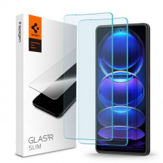 Set 2 Folii de protectie Spigen Glas.TR Slim pentru Xiaomi Redmi Note 12 Pro 5G/12 Pro+ Plus 5G/Poco X5 Pro 5G Transparent