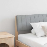 vidaXL Tăblie tapițată Gri deschis 200 cm Lemn de pin masiv 879209