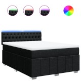 Cumpara ieftin Pat box spring cu saltea, negru, 140x200 cm, textil