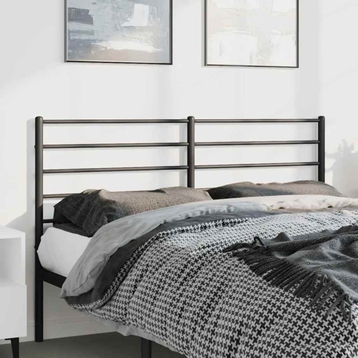 vidaXL Tăblie de pat metalică, negru, 135 cm 352351