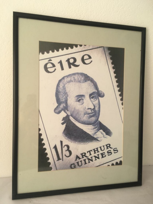 Tablou reclama bere vintage Arthur Guinness, inramat, 44x55 cm, decor bar, pub