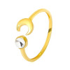Inel din aur 375 - semilună lucioasă, &icirc;n formă de zirconiu transparent cabochon - Marime inel: 58