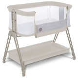 Patut co-sleeper, Lionelo, Luna, 2 in 1, Cu laterala culisanta, Cu setare unghiulara, Cu roti, Reglabil in 6 pozitii pe inaltime, Bej