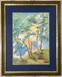 Tablou Peisaj in Livadă primăvara pictura ulei rama lemn 40x50cm, Peisaje, Realism