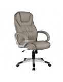 Scaun directorial SL Q031, tapitat cu piele ecologica, cadru polipropilena, suport lombar, mecanism de balans, 100 kg, Gri