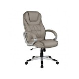 Scaun directorial SL Q031, tapitat cu piele ecologica, cadru polipropilena, suport lombar, mecanism de balans, 100 kg, Gri