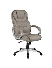 Scaun directorial SL Q031, tapitat cu piele ecologica, cadru polipropilena, suport lombar, mecanism de balans, 100 kg, Gri
