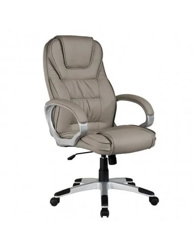 Scaun directorial SL Q031, tapitat cu piele ecologica, cadru polipropilena, suport lombar, mecanism de balans, 100 kg, Gri