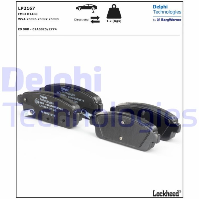 DELPHI LP2167 set placute frana,frana disc