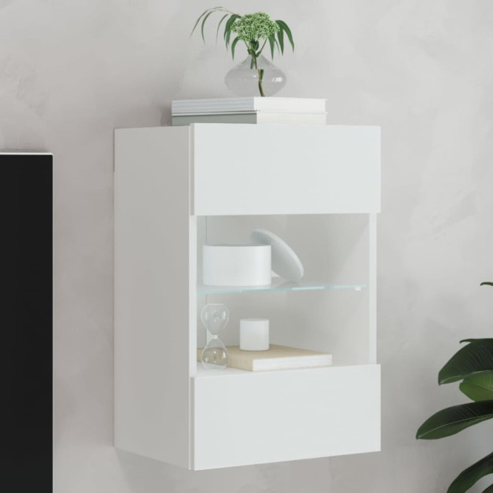 Gossi comoda tv de perete cu lumini led, alb, 40x30x60,5 cm