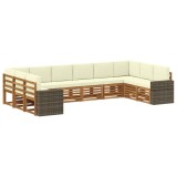 vidaXL Set de canapele de exterior 10 pcs Natural și Crem Poliester 3384906