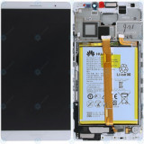 Huawei Mate 8 (NTX-L09, NTX-L29A) Capac frontal al modulului de afișare + LCD + digitizer + baterie argintie 02350PKA