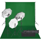 vidaXL Kit studio foto cu set de lumină și fundal 3094706