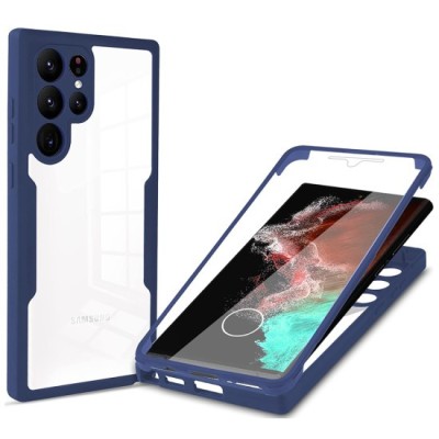 Husa pentru Samsung Galaxy S22 Ultra 5G + Folie - Techsuit ColorVerse 360 Series - Blue foto