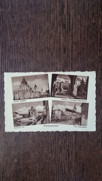 Carte Postala - Targu Mures. Biserica Romana Detaliu cu Primaria, Piata Stechenyi