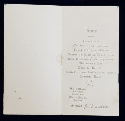 RESTAURANT CHATEAUBRIAND BOULEVARD , MENIU , 18 NOIEMBRIE , 1924 foto