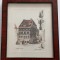 Vintage litografie, Durer Haus, Nurnberg, anii 80