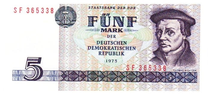Germania DDR 5 Mark Marci 1975 P-27a aUNC Seria 365338