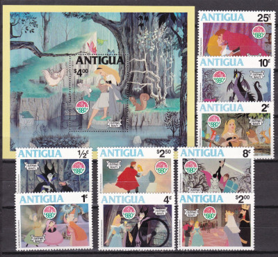 Antigua 1980 Disney MI 597-605 + bl.52 MNH w69 foto