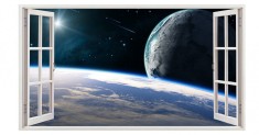 Autocolant decorativ, Fereastra, Planete, Multicolor, 83 cm, 169ST foto