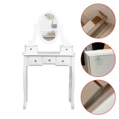 Set masa toaleta 140x80x40 cm, oglinda, scaun, 5 sertare, RESIGILAT