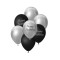 Set 7 baloane latex B&amp;C Happy Birthday, argintiu - negru, 30 cm