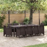 VidaXL Set de dining pentru grădină 11 pcs Maro 250 x 100 x 73 cm