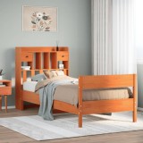 VidaXL Pat bibliotecă fără saltea maro ceruit 75x190 cm lemn masiv pin 3323052