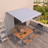 Cumpara ieftin Copertină retractabilă automat, albastru și alb, 400x350 cm