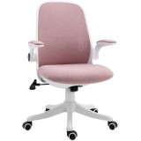 Vinsetto Scaun de Birou Balansoar cu &Icirc;nălțime Reglabilă din Țesătură Efect Catifea, 62,5x60x94-104 cm, Roz | Aosom Romania