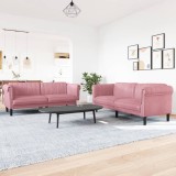 VidaXL Set canapele, 2 piese, roz, catifea