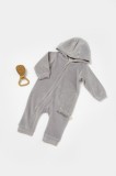 Salopeta Elefant BabyCosy Maneca Lunga Gluga 80% Bumbac Organic Gri Marime 12-18 Luni