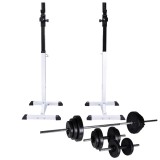 Cumpara ieftin Suport haltere genuflexiuni cu haltera si set gantere 30,5 kg