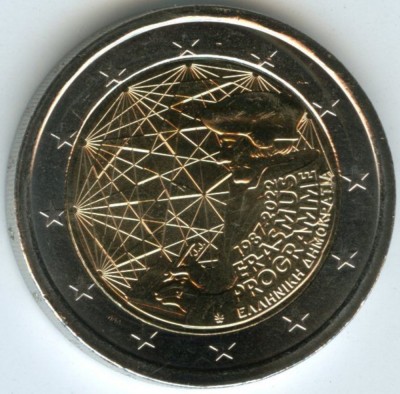 GRECIA moneda 2 euro comemorativ 2022_Erasmus, UNC foto