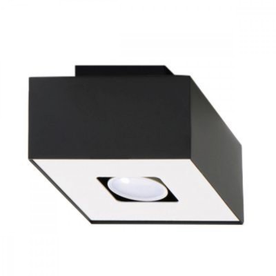 Lampă De Tavan Mono Alb Negru Oțel 1 Bec Pătrat Minimalist De Interior foto