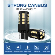 Set de 2 becuri led auto Xentech light W21w/5w 27 SMD alb canbus pozitie cu lumina de zi 9-30V