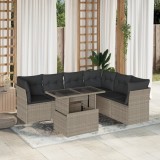 Cumpara ieftin Set canapele de grădină cu perne, 7piese gri deschis poliratan