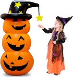 Decoratiune gonflabila pentru Halloween Leohome, dovleac, PVC, portocaliu/negru, 140 x 60 cm