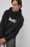 Levi&#039;s hanorac de bumbac bărbați, culoarea negru, cu imprimeu 38479.0079-Blacks